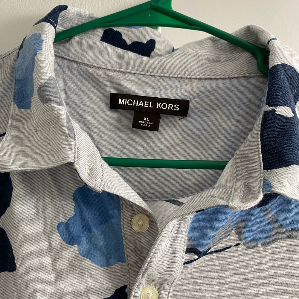Michael Kors Blue and Black Floral Shirt